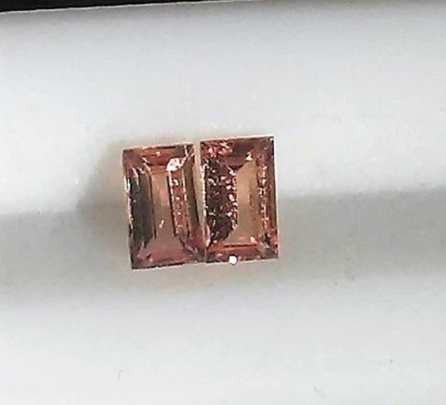 Baguette Padparadscha Sapphire Loose Matched Pair 0.64ct - Gems by Gigi