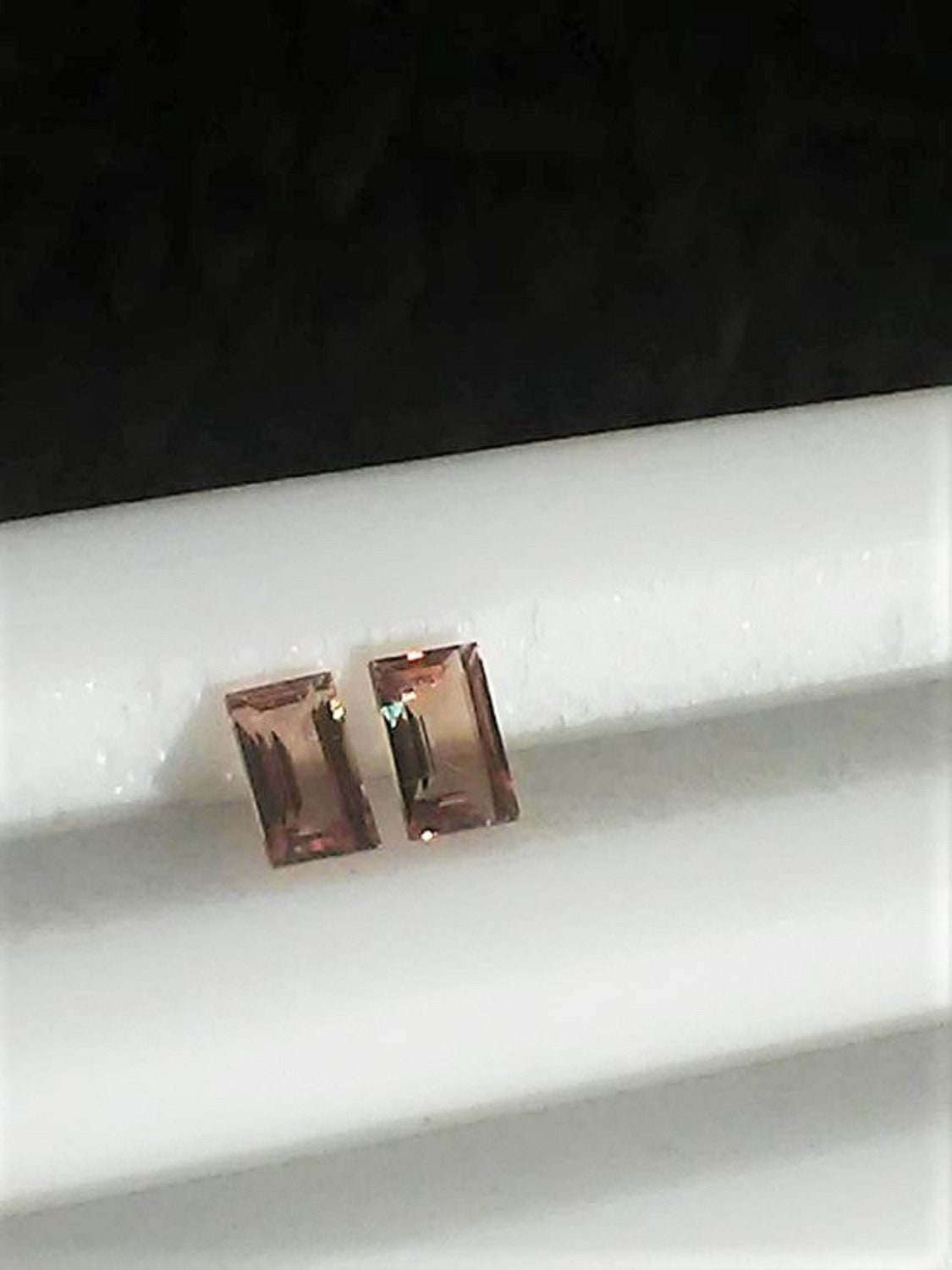 Baguette Padparadscha Sapphire Loose Matched Pair 0.64ct - Gems by Gigi