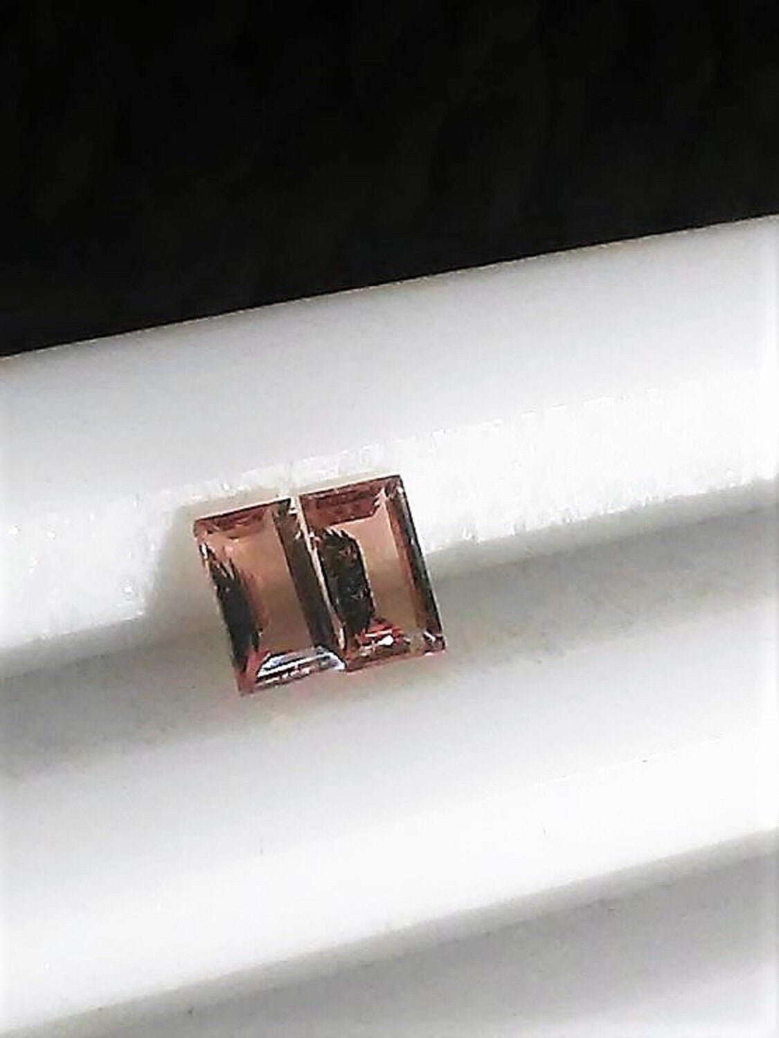 Baguette Padparadscha Sapphire Loose Matched Pair 0.64ct - Gems by Gigi