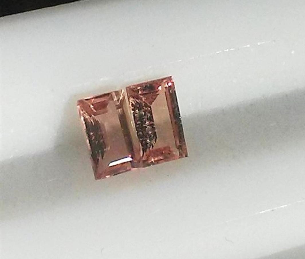 Baguette Padparadscha Sapphire Loose Matched Pair 0.64ct - Gems by Gigi