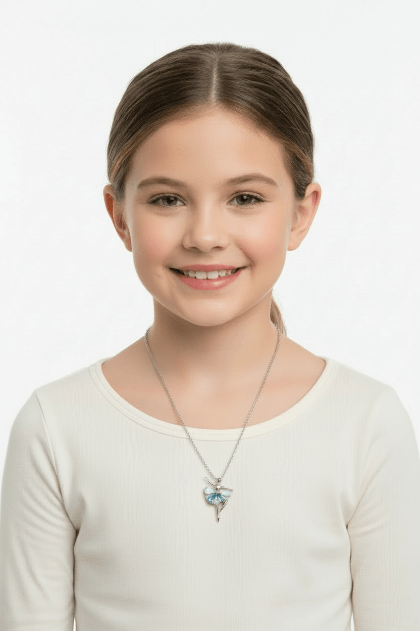 Ballerina Pendant Blue Topaz Created Opal Sterling Silver - Gems by Gigi
