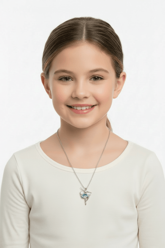 Ballerina Pendant Blue Topaz Created Opal Sterling Silver - Gems by Gigi