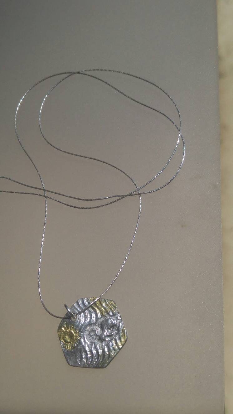 Beach Wave Sun Seal Pendant Hexagon Sterling Silver 22kt - Gems by Gigi