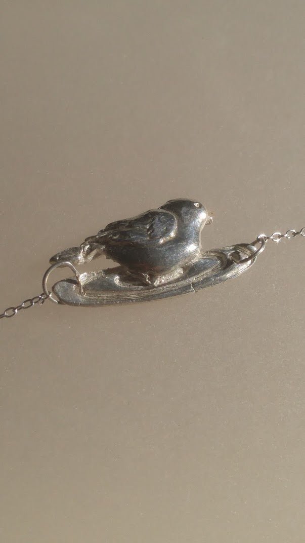 Bird on Branch Necklace Sterling Silver - Gems by Gigi