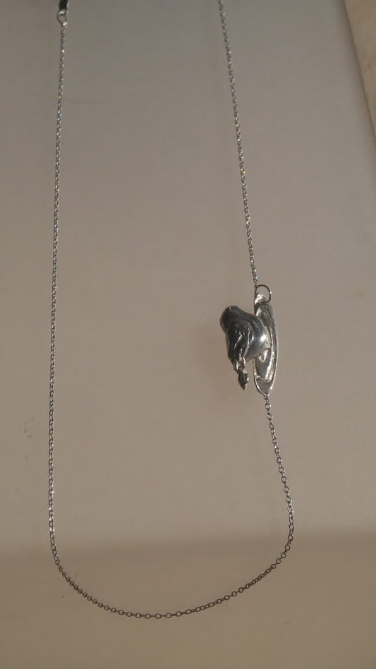 Asymmetrical Bird Necklace Sterling Silver