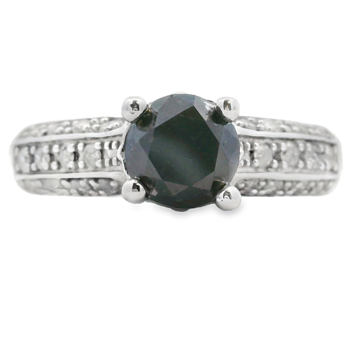 Black Diamond Engagement Ring Sterling Silver 1.25ct - Gems by Gigi
