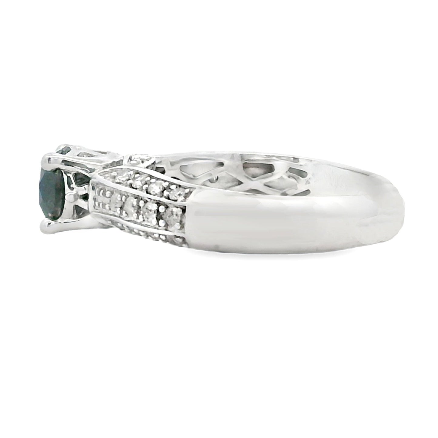 Black Diamond Engagement Ring Sterling Silver 1.25ct - Gems by Gigi