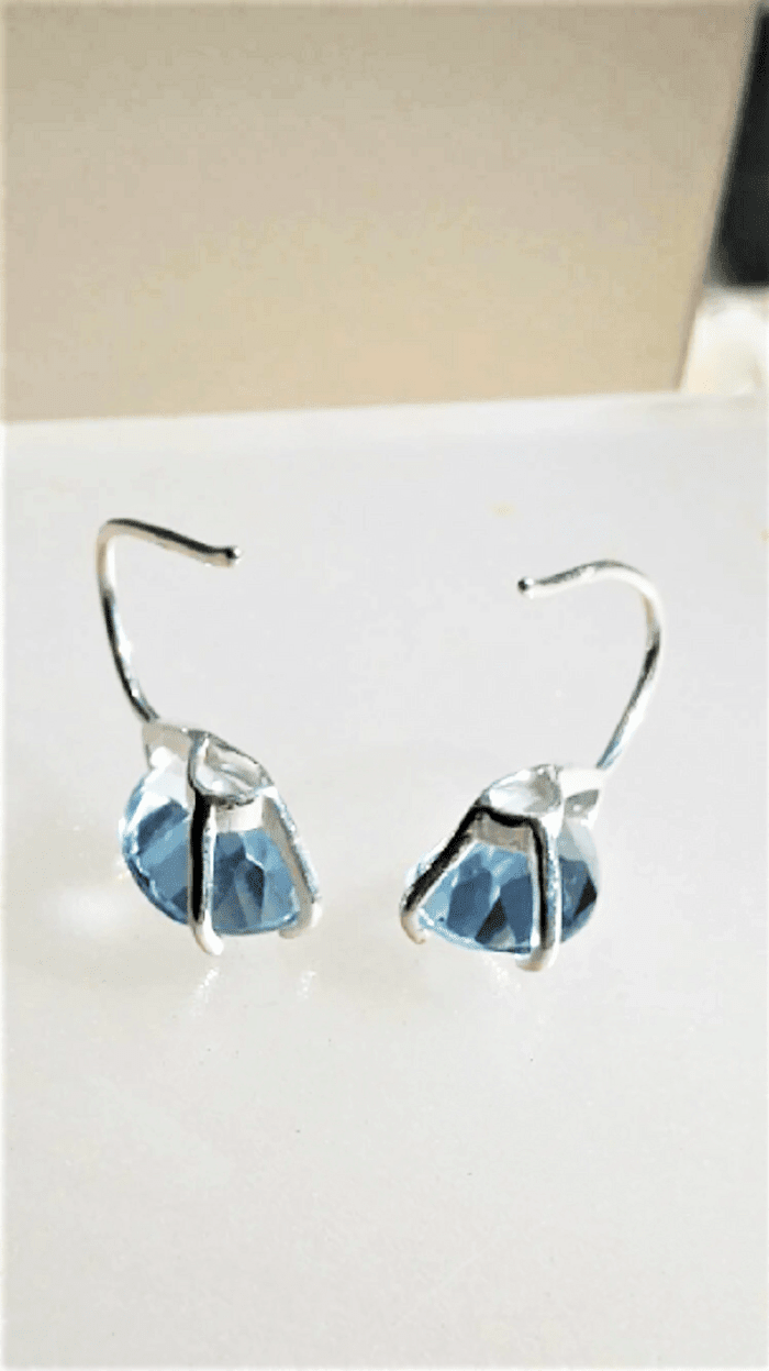 Blue Topaz Teardrop Dangle Earrings Sterling Silver - Gems by Gigi
