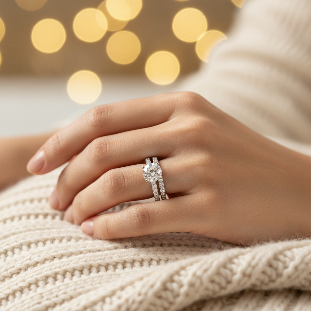 Moissanite engagement ring set
