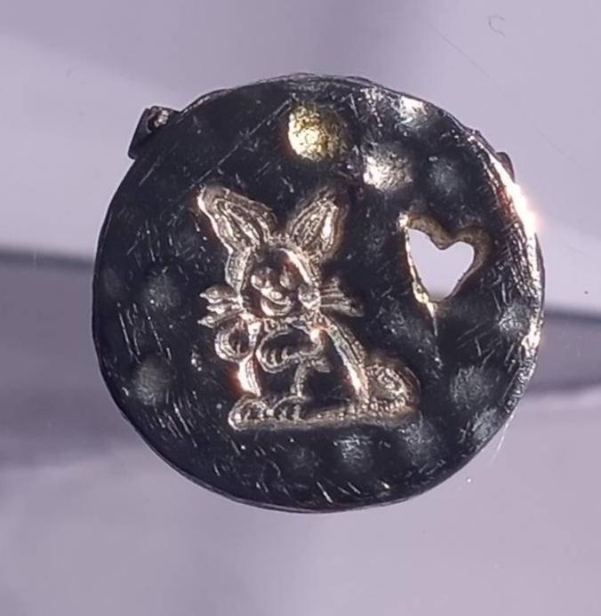 Bunny Heart Cut Out Circle Slide Pendant Fine Silver 22kt Gold - Gems by Gigi