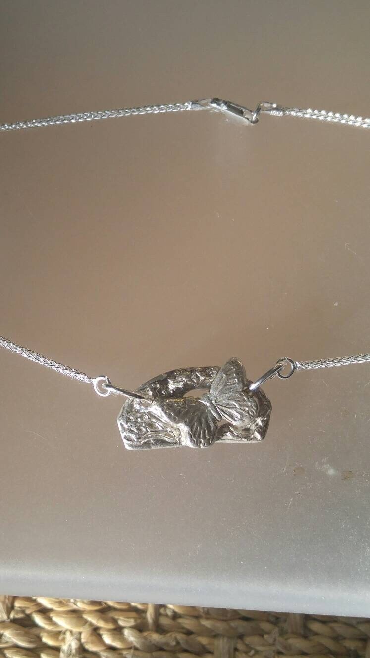 Butterfly Arc Fine Silver Necklace • 17.25″ Chain • Artisan Gift for Her - Gems by Gigi