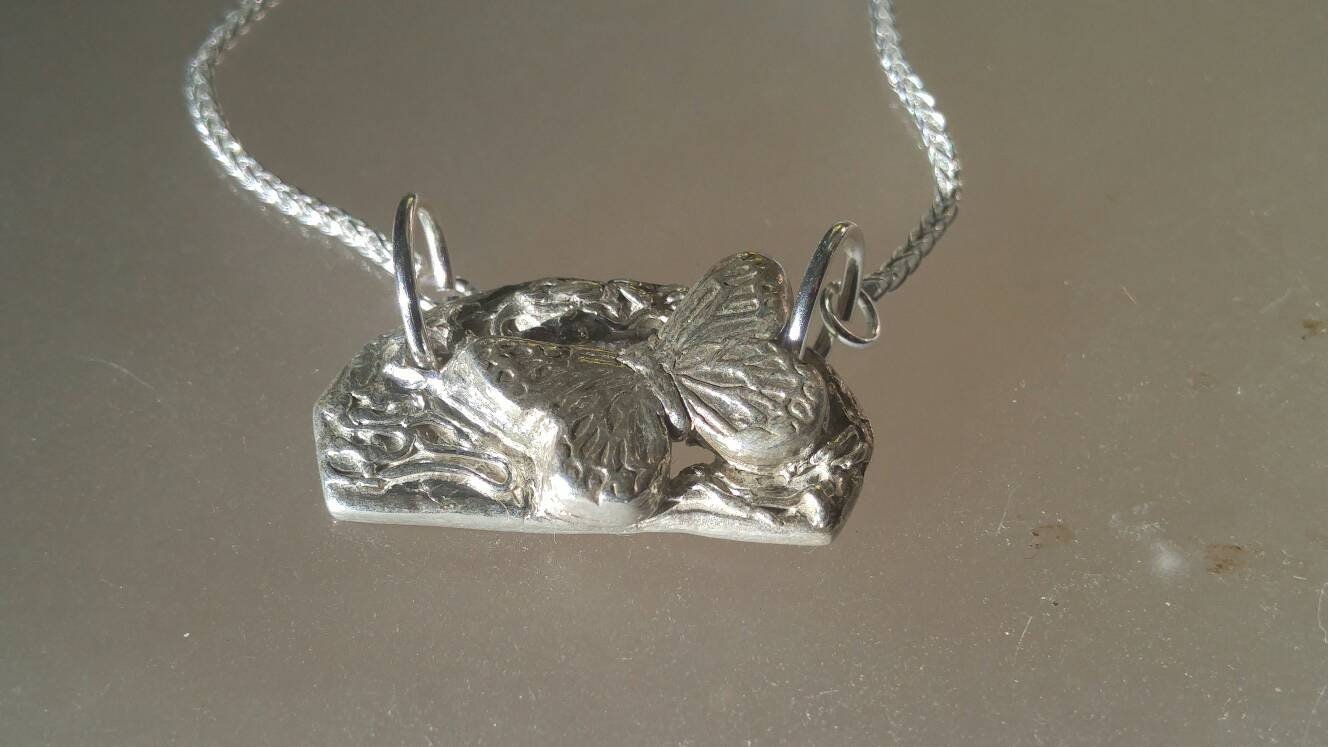 Butterfly Arc Fine Silver Necklace • 17.25″ Chain • Artisan Gift for Her - Gems by Gigi