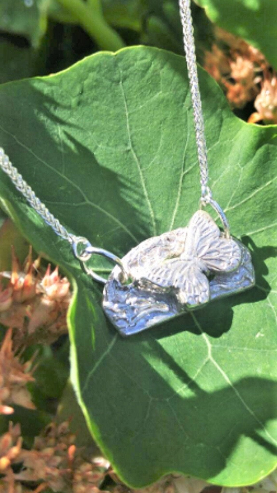 Butterfly Arc Fine Silver Necklace • 17.25″ Chain • Artisan Gift for Her - Gems by Gigi