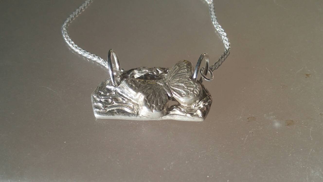 Butterfly Arc Fine Silver Necklace • 17.25″ Chain • Artisan Gift for Her - Gems by Gigi