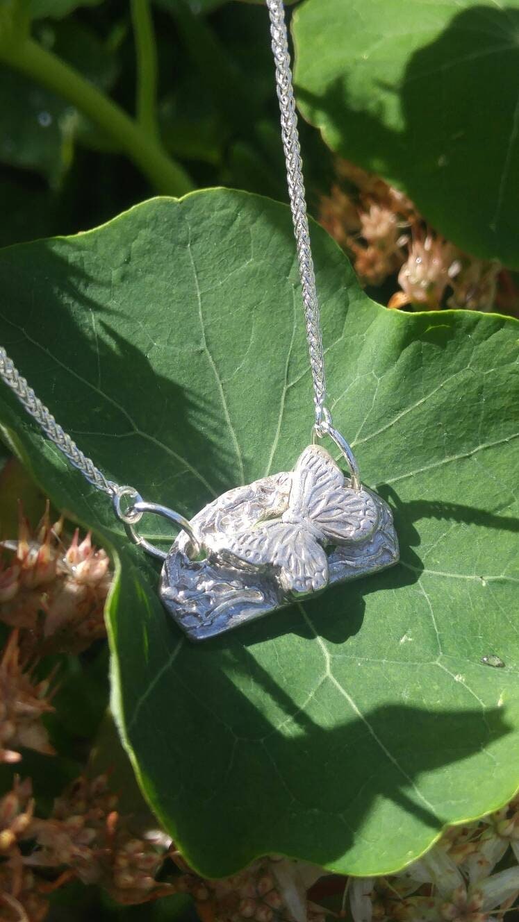 Butterfly Arc Fine Silver Necklace • 17.25″ Chain • Artisan Gift for Her - Gems by Gigi