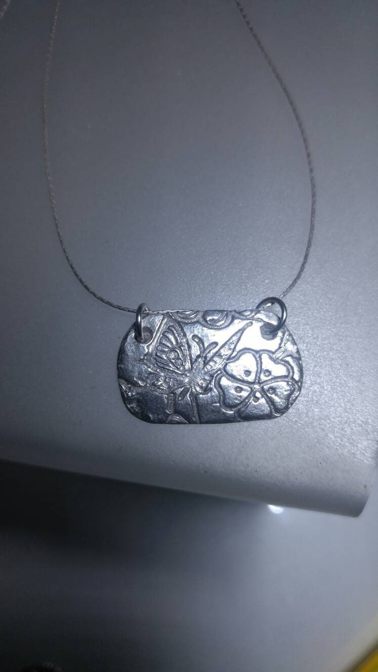 Butterfly Flower Pendant Necklace Sterling Silver - Gems by Gigi