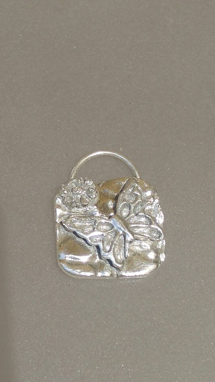 Butterfly Square Pendant Sterling Silver Handmade Mothers Day Gift - Gems by Gigi