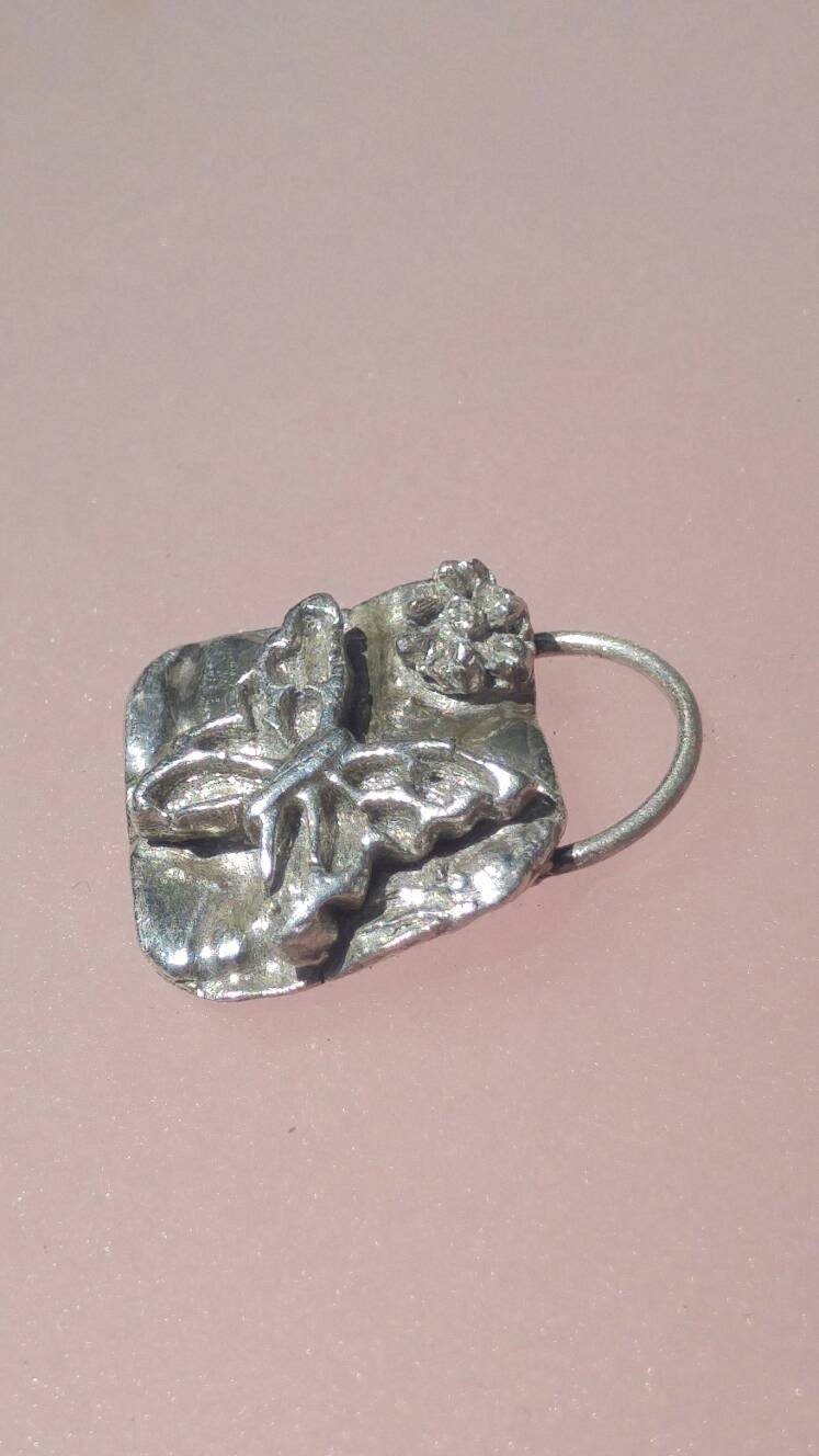 Butterfly Square Pendant Sterling Silver Handmade Mothers Day Gift - Gems by Gigi