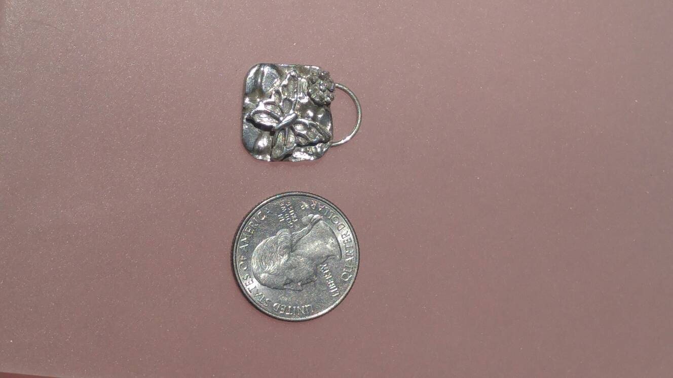 Butterfly Square Pendant Sterling Silver Handmade Mothers Day Gift - Gems by Gigi