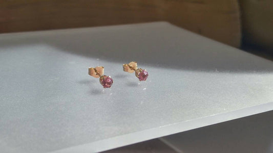Pink Sapphire Stud Earrings Yellow Gold 14kt