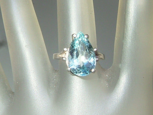 Pear Blue Topaz Solitaire Ring Sterling Silver