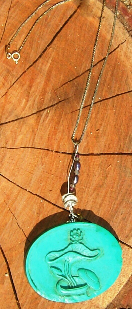 Carved Bead Black Pearl Garnet Pendant Sterling Silver - Gems by Gigi