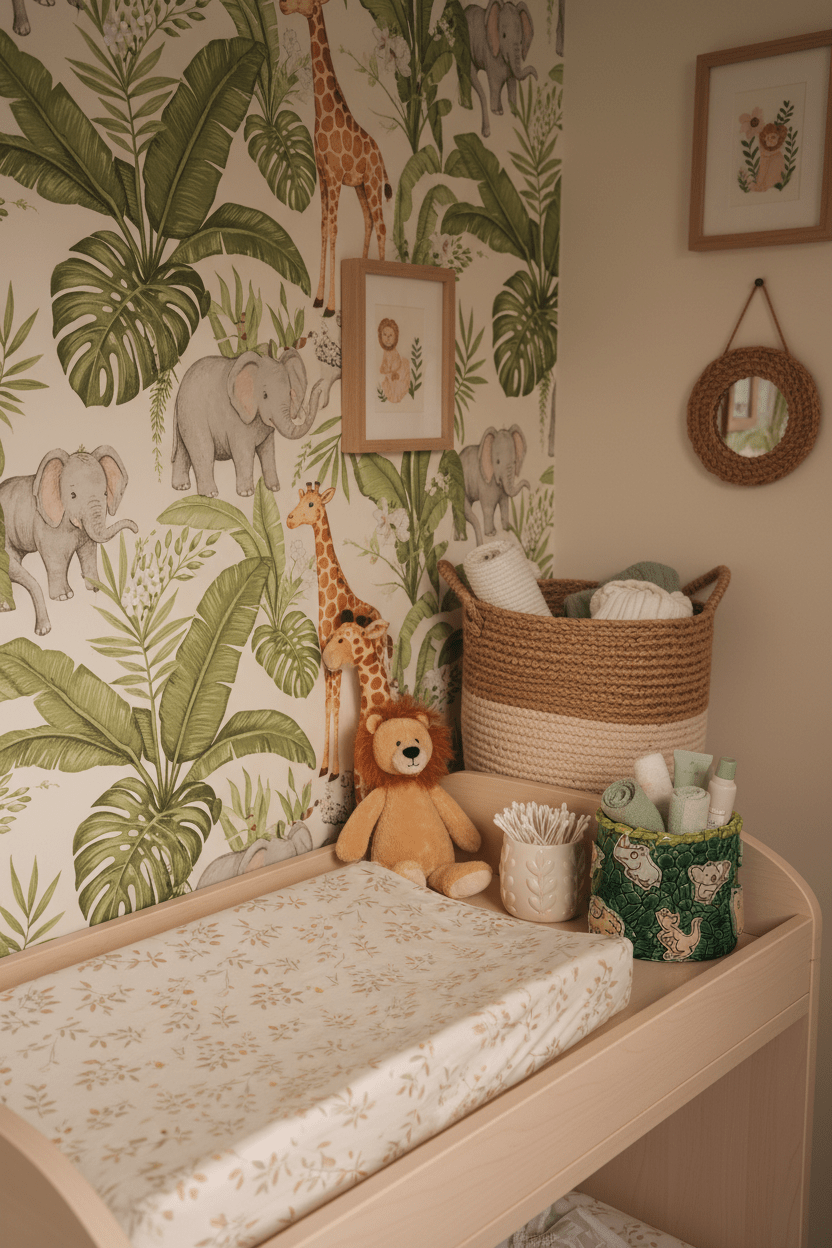 Ceramic Animal Nursery Bin Green Yellow Kids' Room Décor - Gems by Gigi