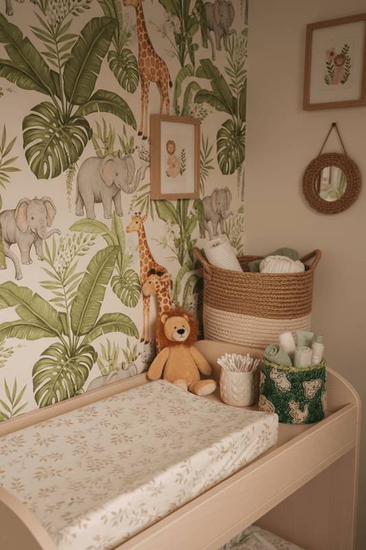 Ceramic Animal Nursery Bin Green Yellow Kids' Room Décor - Gems by Gigi