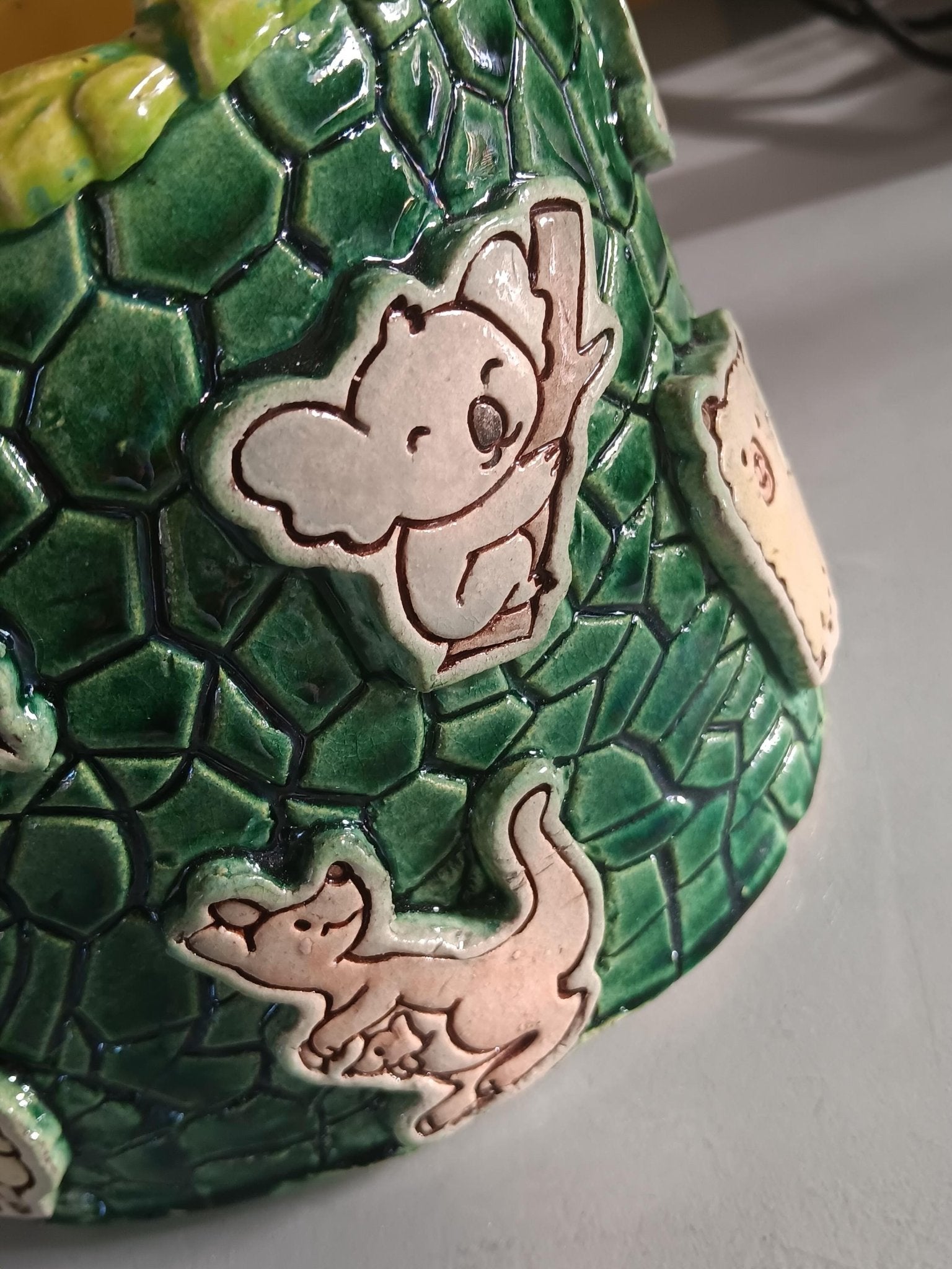 Ceramic Animal Nursery Bin Green Yellow Kids' Room Décor - Gems by Gigi