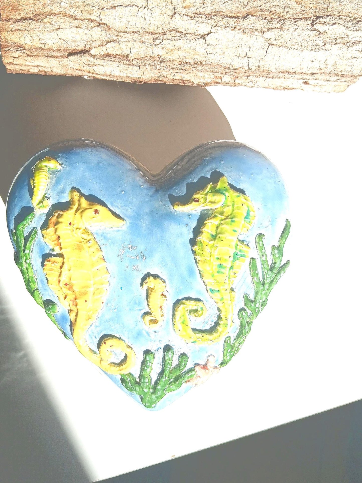 Ceramic Heart Keepsake Handmade Seahorses Seascape Ocean-Inspired Jewelry Holder Coastal Nursery Décor - Gems by Gigi