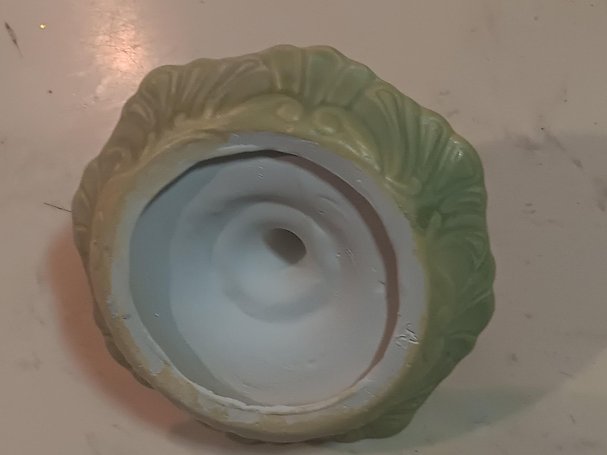 Ceramic Ring Holder Dish: Speckled Green, Fluttered Edge Tray Organizer - Gems by Gigi