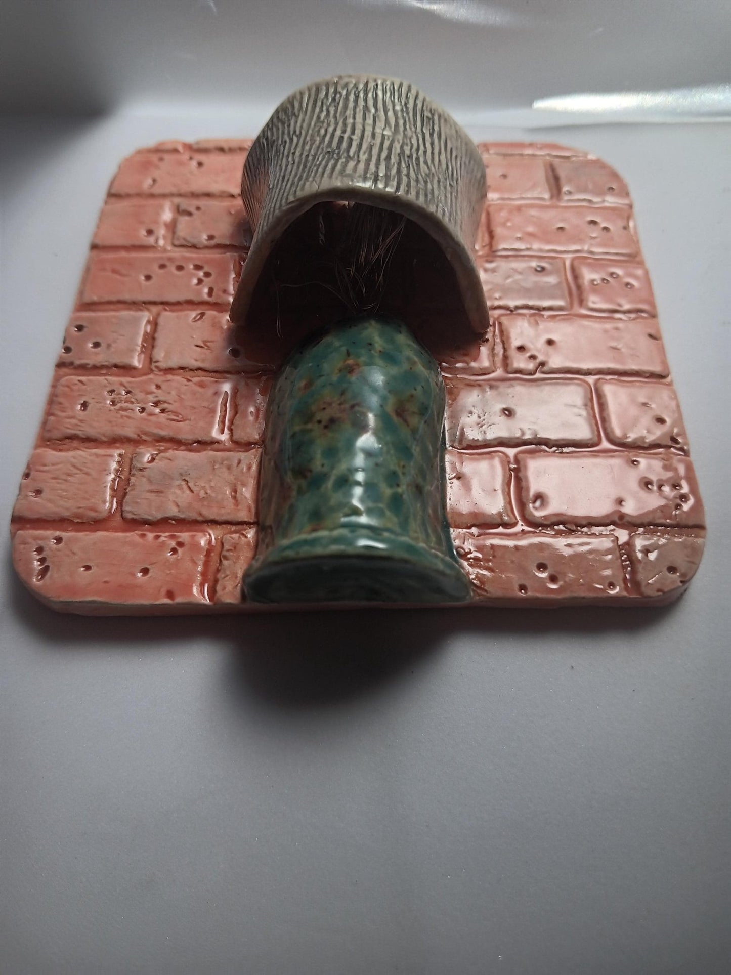 Ceramic Square Tile Wall Lamp Brick Orange Teal Lights Up - Gems by Gigi
