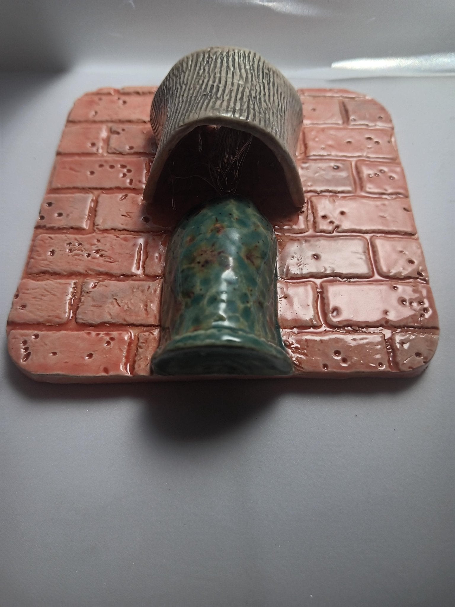 Ceramic Square Tile Wall Lamp Brick Orange Teal Lights Up - Gems by Gigi