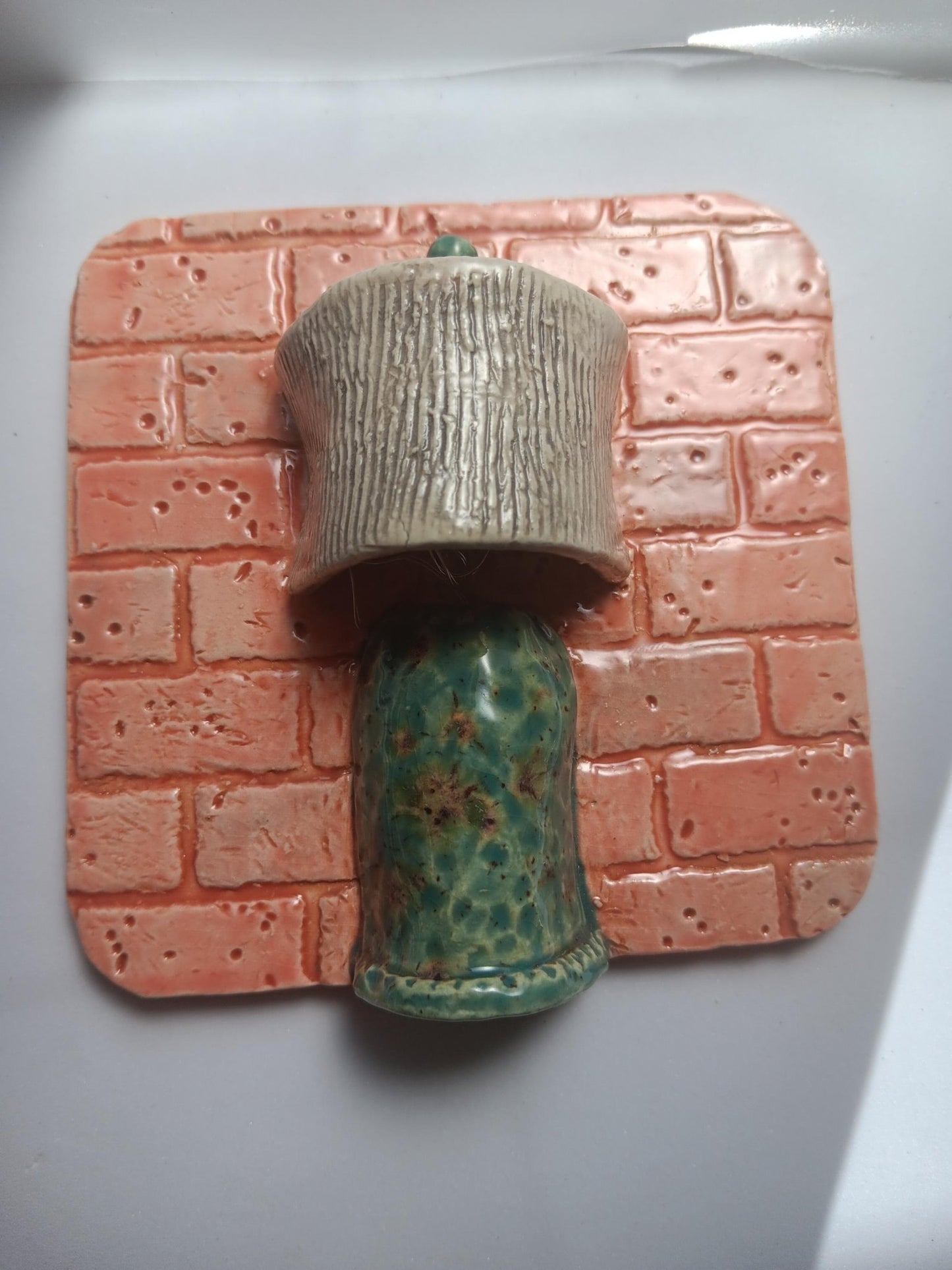 Ceramic Square Tile Wall Lamp Brick Orange Teal Lights Up - Gems by Gigi