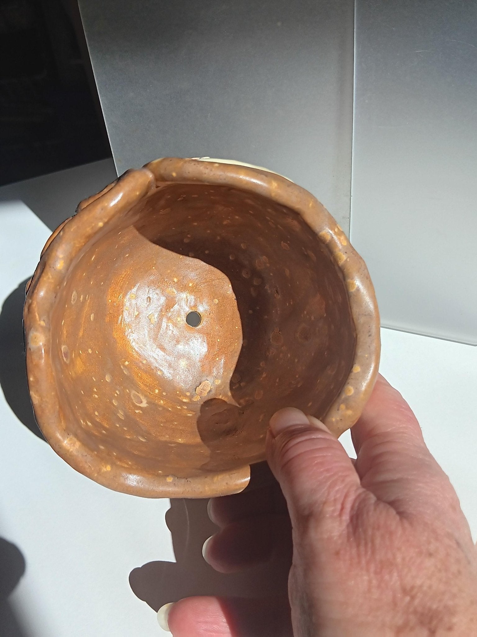 Ceramic Swirl Flower Pot Tan Orange - Gems by Gigi