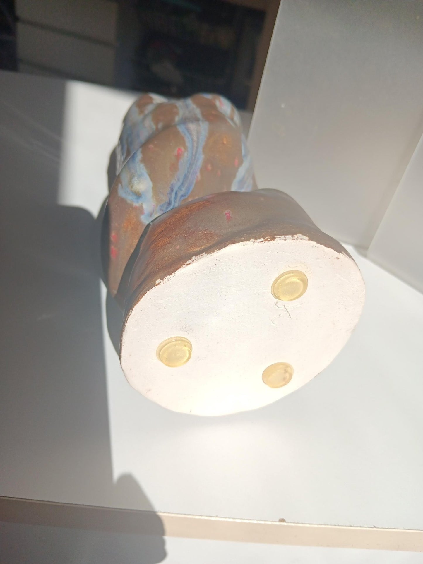 Ceramic Vase Brown Blue Handmade Modern Twisted Top - Gems by Gigi