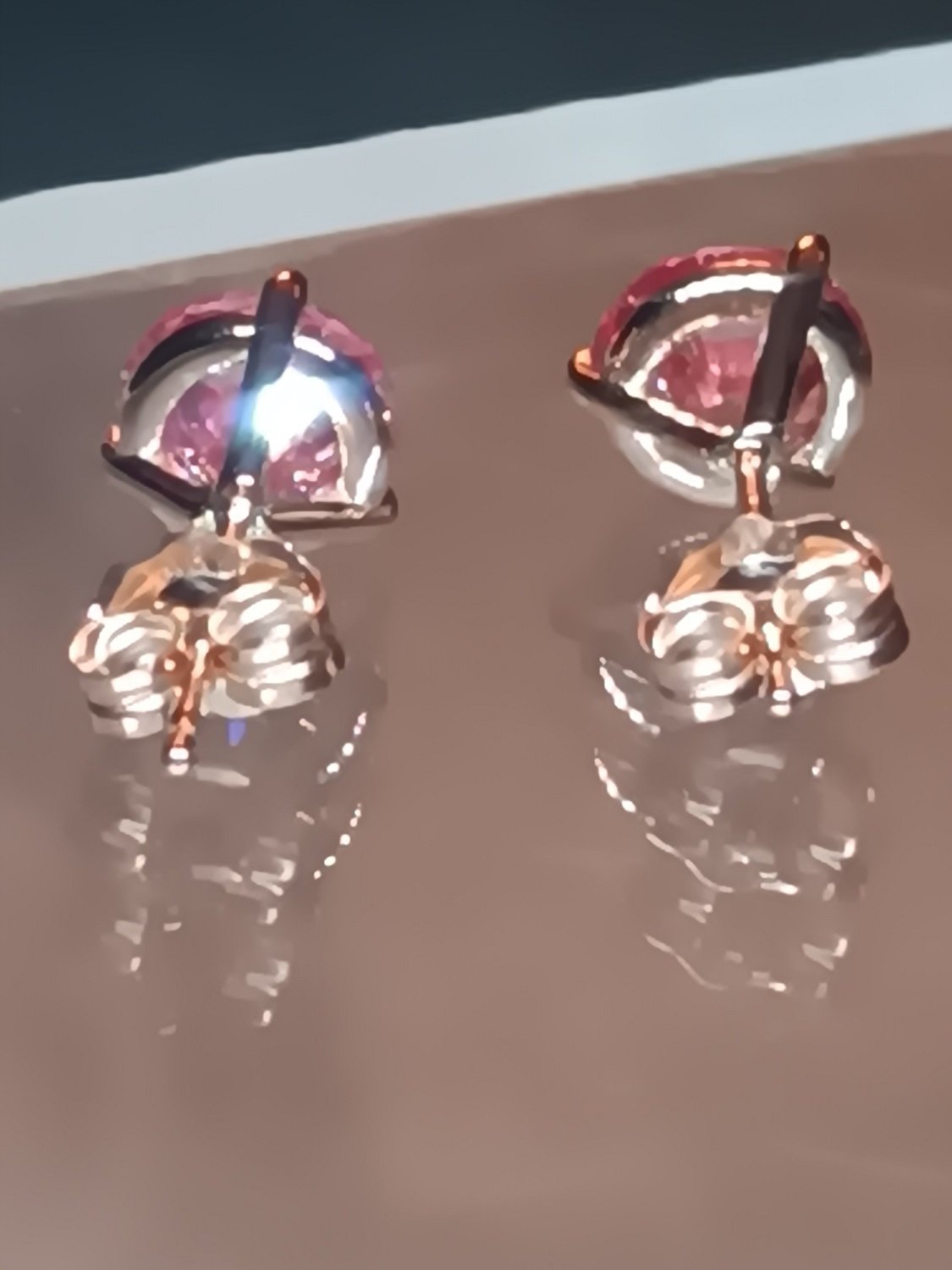 Certified Pink Lab Grown Diamond Stud Earrings Rose Gold 14kt - Gems by Gigi