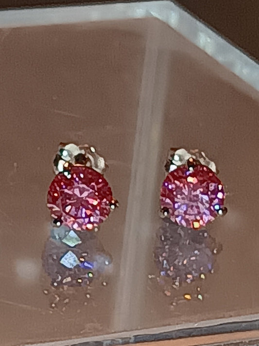 Certified Pink Lab Grown Diamond Stud Earrings Rose Gold 14kt - Gems by Gigi