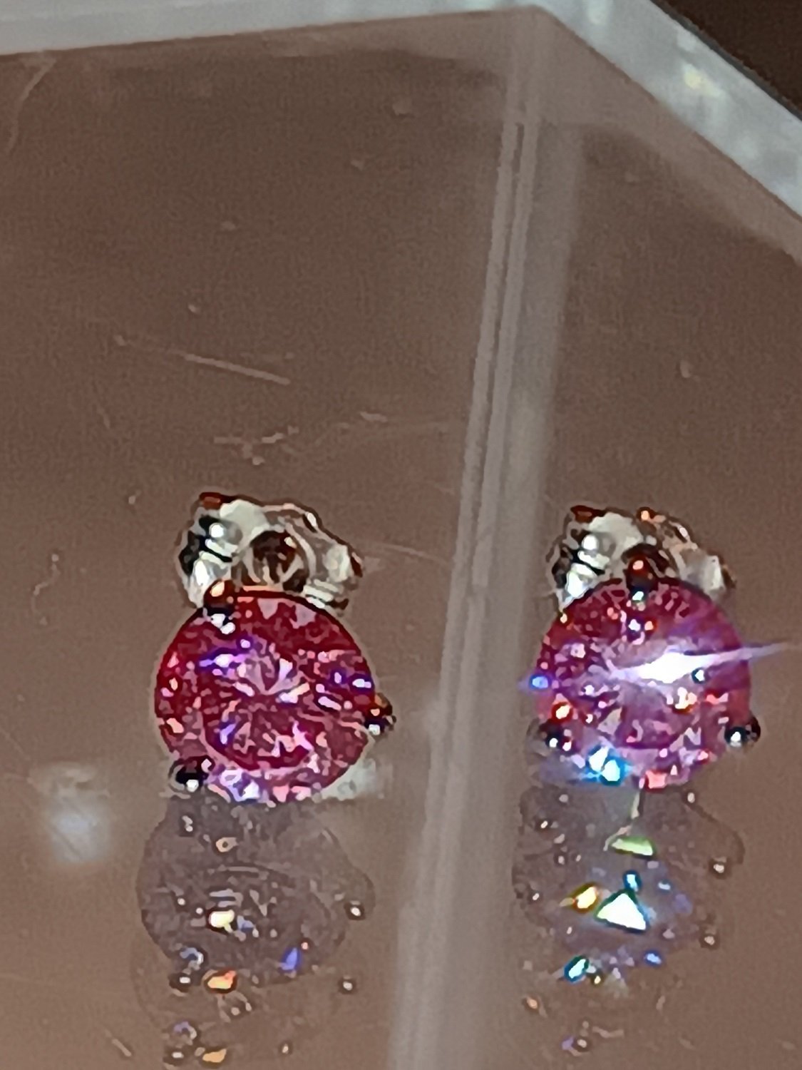 Certified Pink Lab Grown Diamond Stud Earrings Rose Gold 14kt - Gems by Gigi