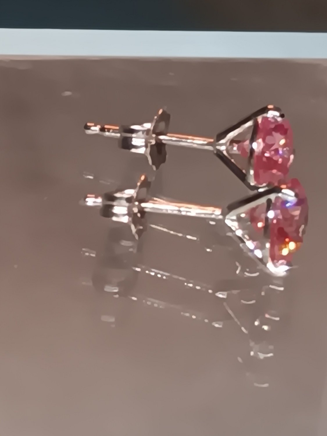 Certified Pink Lab Grown Diamond Stud Earrings Rose Gold 14kt - Gems by Gigi