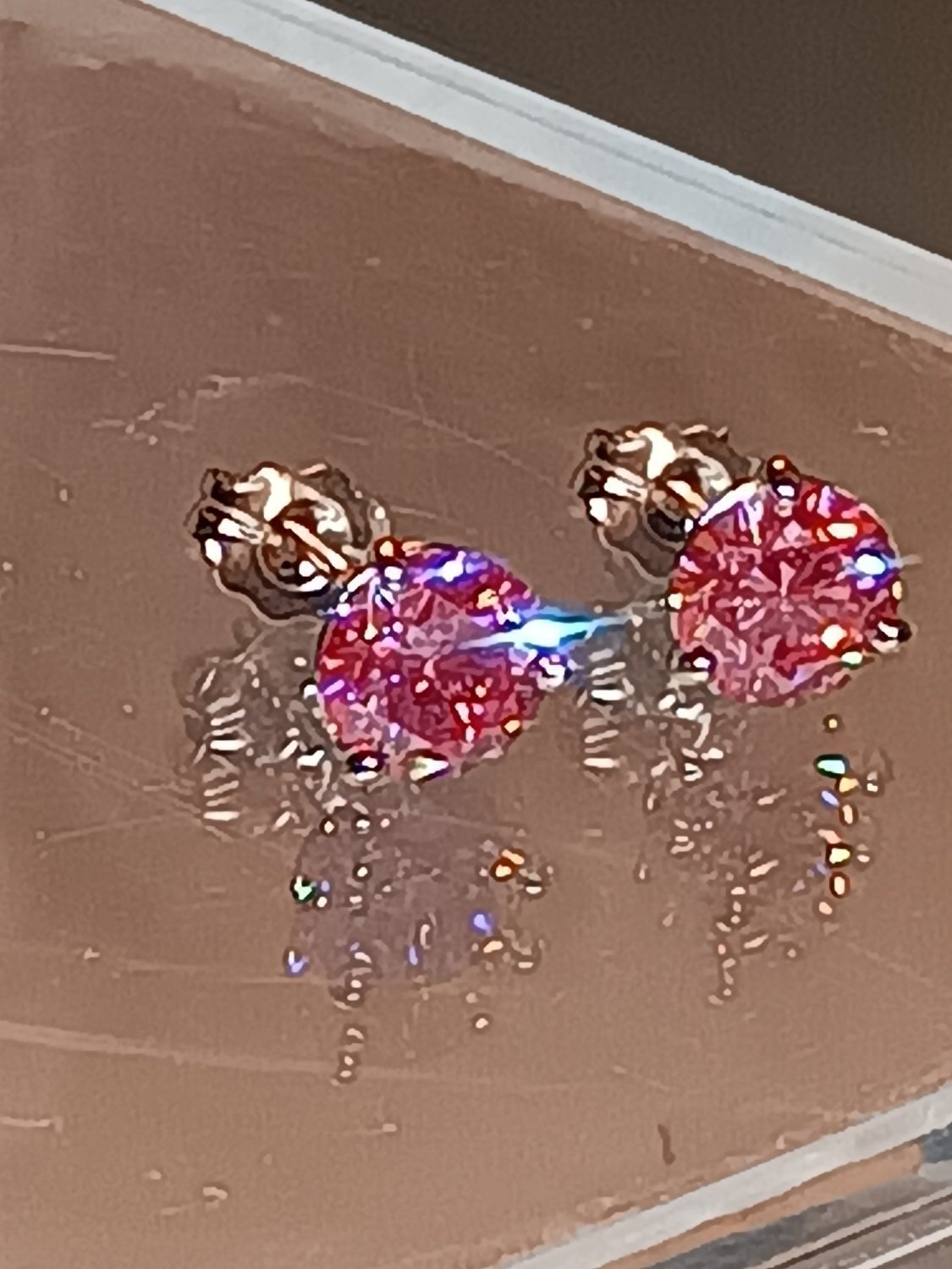 Certified Pink Lab Grown Diamond Stud Earrings Rose Gold 14kt - Gems by Gigi