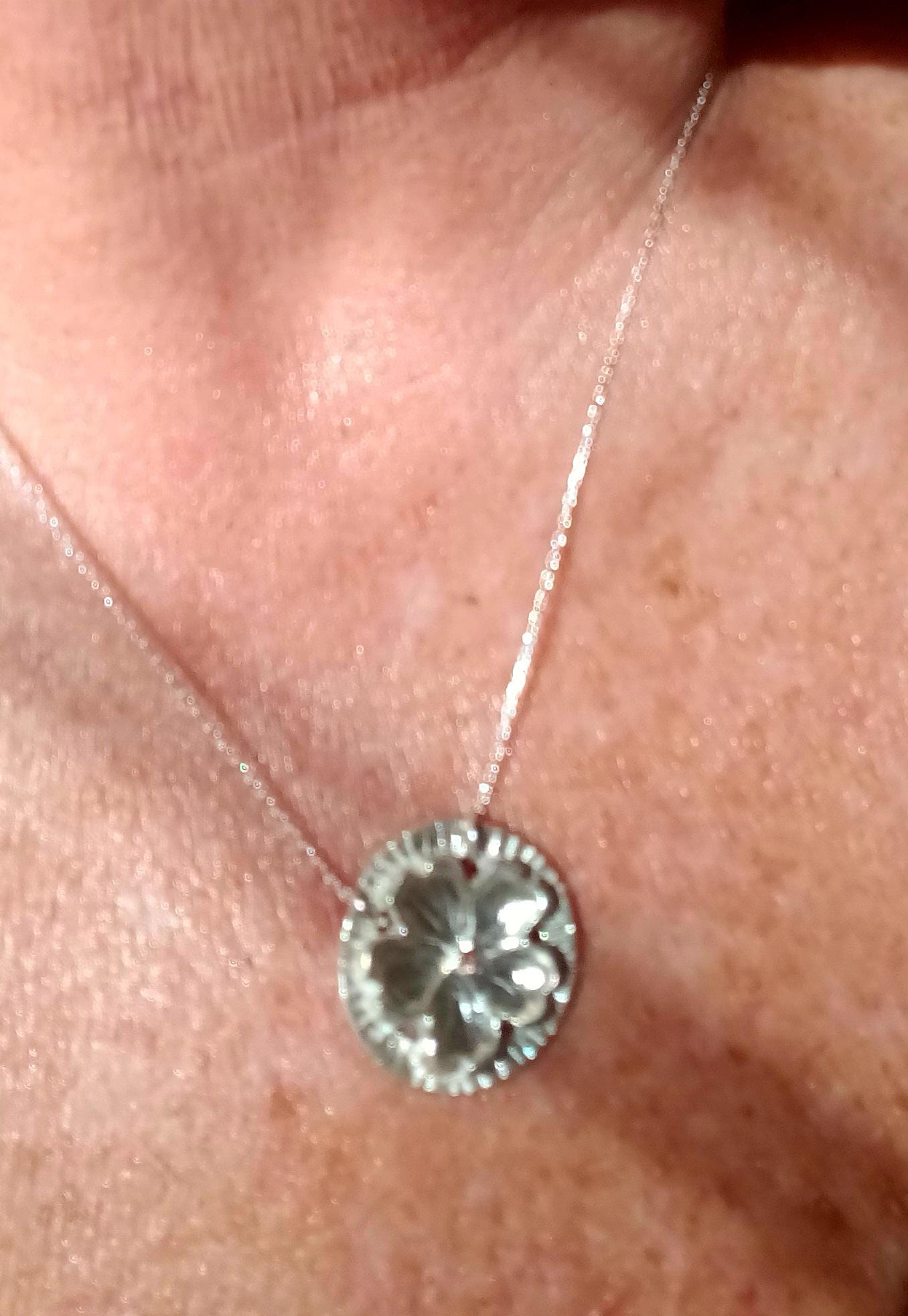 Cherry Blossom Circle Pendant Sakura Necklace Padparadscha Sapphire Fine Silver - Gems by Gigi