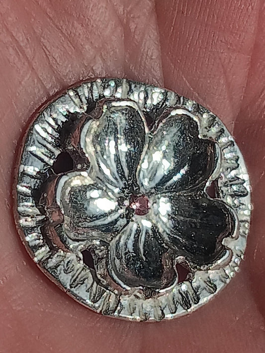 Cherry Blossom Circle Pendant Sakura Necklace Padparadscha Sapphire Fine Silver - Gems by Gigi