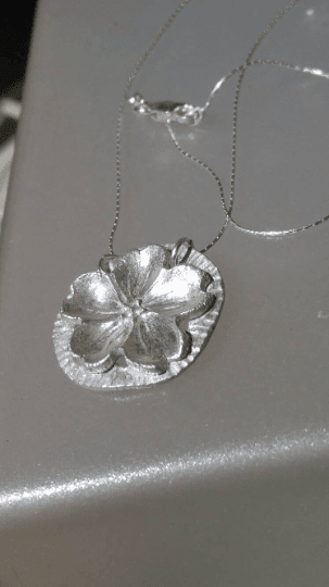 Cherry Blossom Circle Pendant Sakura Necklace Sterling Silver - Gems by Gigi