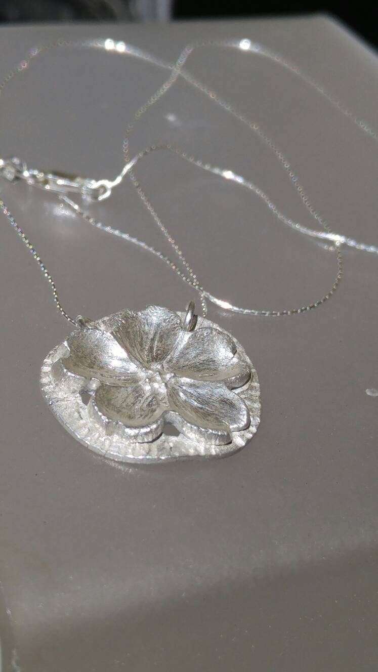 Cherry Blossom Circle Pendant Sakura Necklace Sterling Silver - Gems by Gigi
