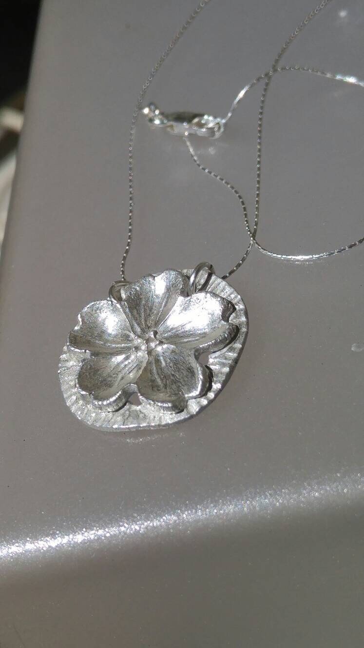 Cherry Blossom Circle Pendant Sakura Necklace Sterling Silver - Gems by Gigi