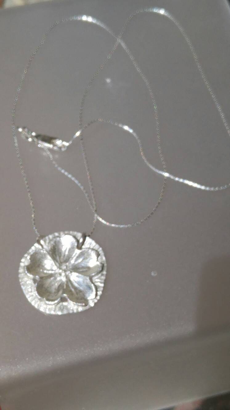 Cherry Blossom Circle Pendant Sakura Necklace Sterling Silver - Gems by Gigi