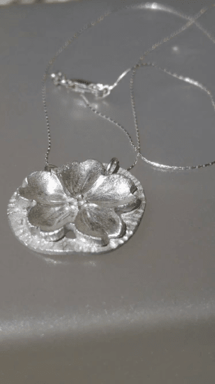 Cherry Blossom Circle Pendant Sakura Necklace Sterling Silver - Gems by Gigi