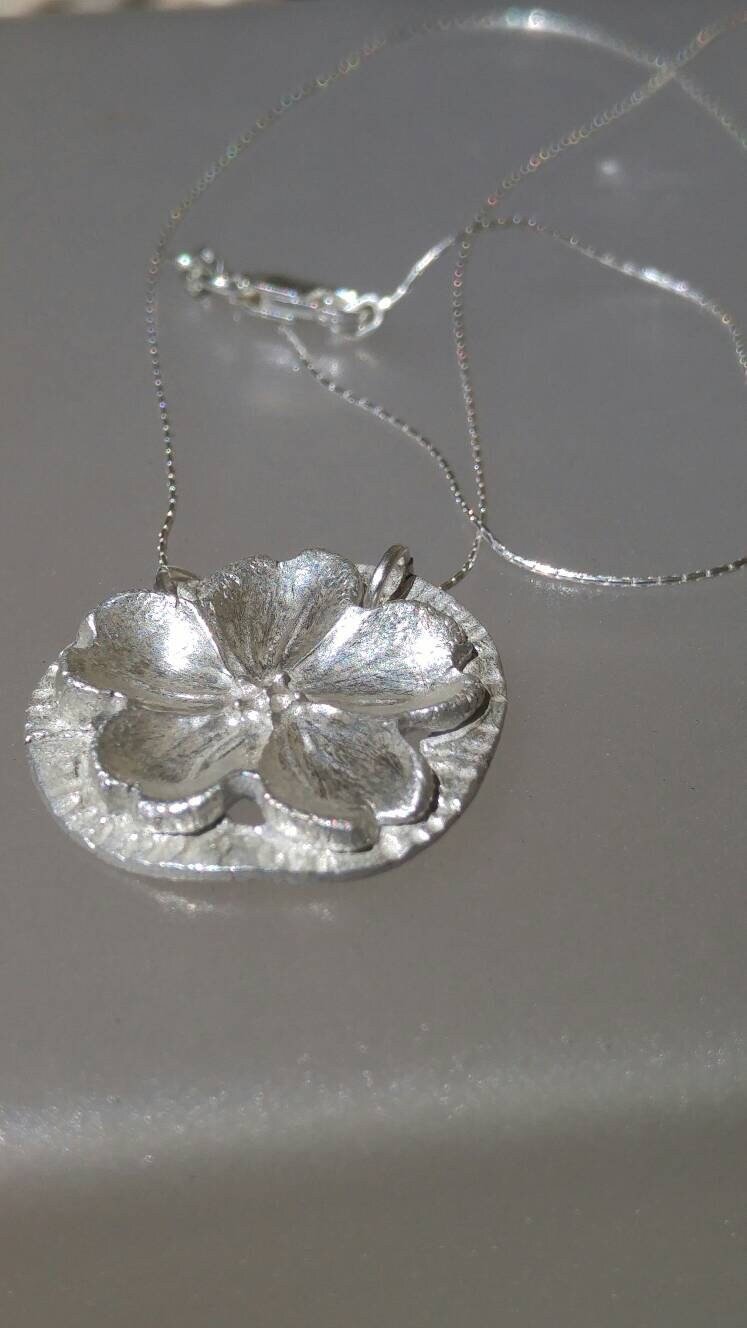 Cherry Blossom Circle Pendant Sakura Necklace Sterling Silver - Gems by Gigi