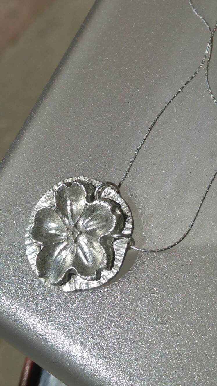 Cherry Blossom Circle Pendant Sakura Necklace Sterling Silver - Gems by Gigi